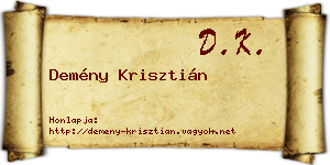 Demény Krisztián névjegykártya